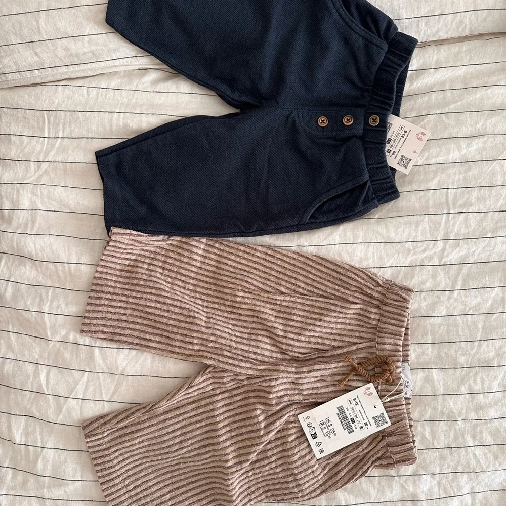 Baby Navy and Beige Bottoms - Picture 1 of 2